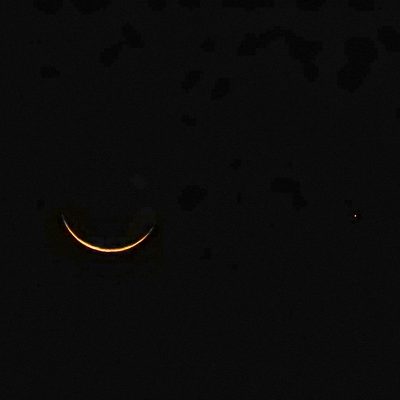 月齢28の細い月と水星
